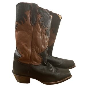 JUSTIN’S Vintage Men’s Black & Brown Western Cowboy Boots